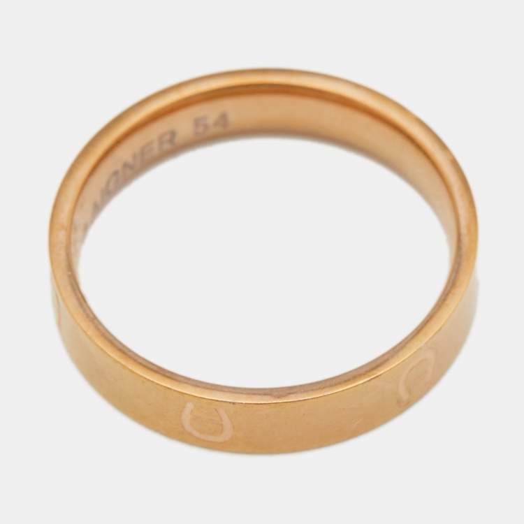 Pre Owned Aigner Gold Tone Logo Narrow Band Ring Size EU 54