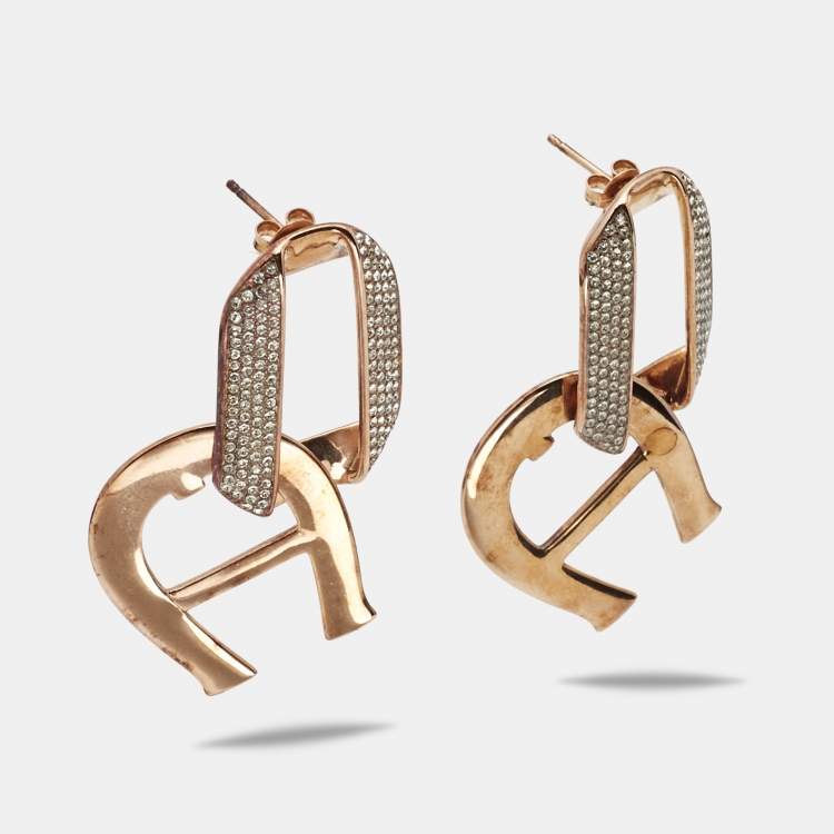 Pre Owned Aigner Pisa Rose Gold Plated Necklace and Earrings Set