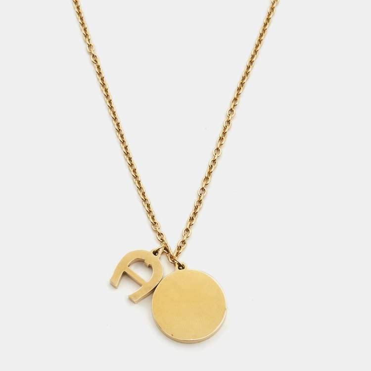 Pre Owned Aigner Enamel Crystals Gold Tone Necklace