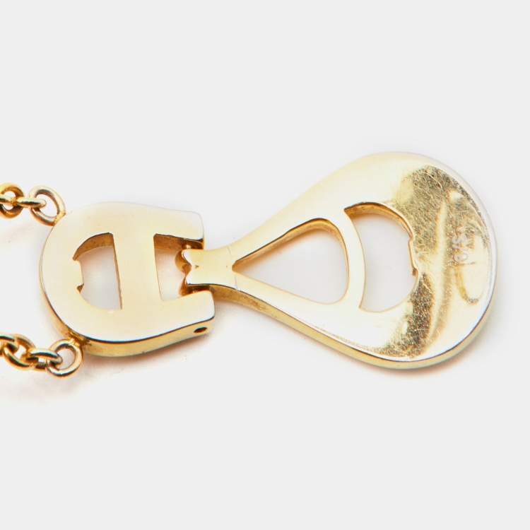 Pre Owned Aigner Crystal Enamel Gold Tone Pendant Necklace