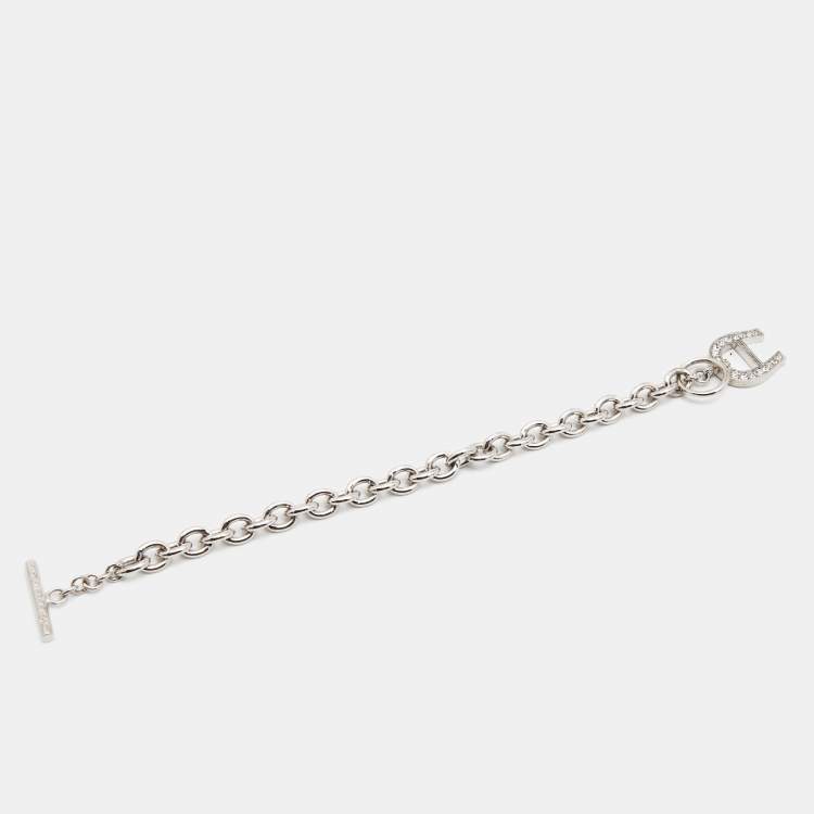 Pre Owned Aigner Crystals SIlver Tone Charm Bracelet
