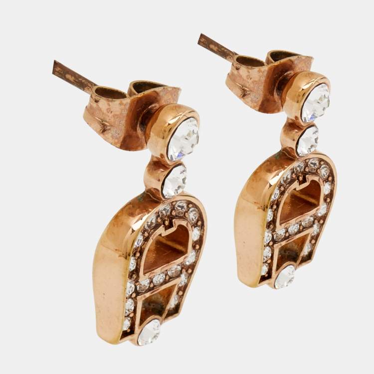 Aigner Crystal Gold Tone Earrings Aigner TLC