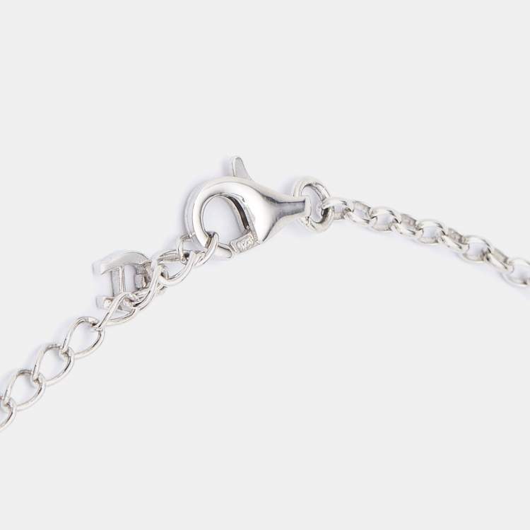 Pre Owned Aigner Sterling Silver Crystal Embellished Pendant Necklace