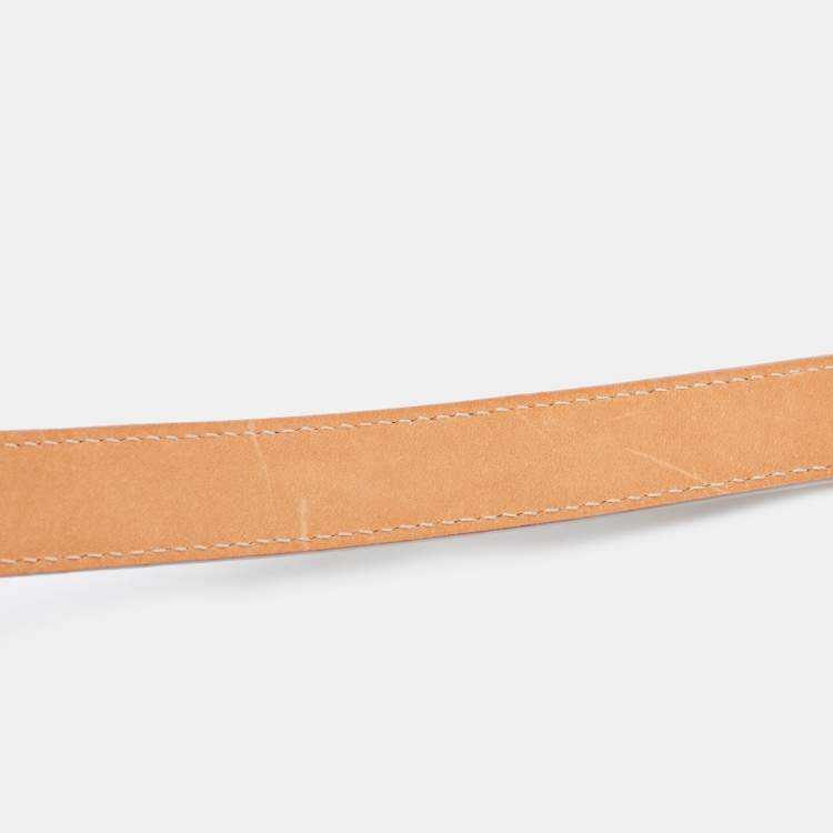 Pre Owned Aigner Off White Leather Logo Slim Belt 100CM