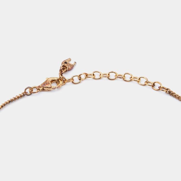 Pre Owned Aigner Gold Tone Sterling Silver Horseshoe Pendant Necklace