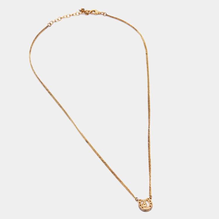 Pre Owned Aigner Gold Tone Sterling Silver Horseshoe Pendant Necklace