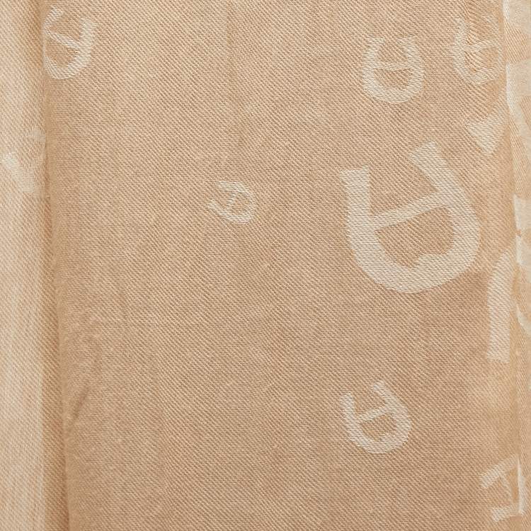 Pre Owned Aigner Beige Logo Pattern Cotton Blend Shawl