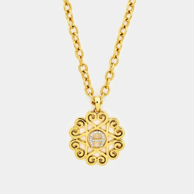 Aigner Crystal Gold Tone Necklace Aigner The Luxury Closet