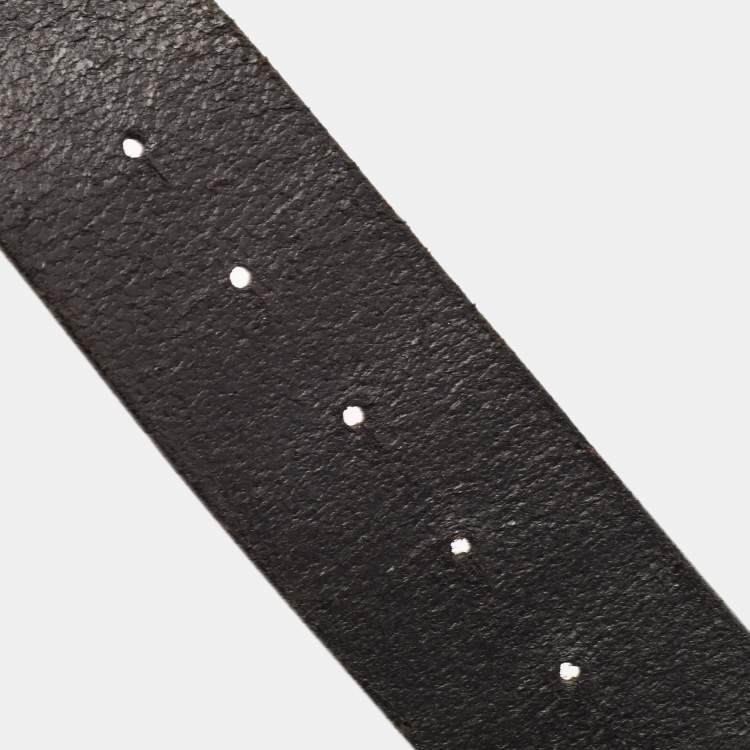 مملوكة مسبقًا Aigner Black Leather Crystal Embellished Logo Belt 90CM