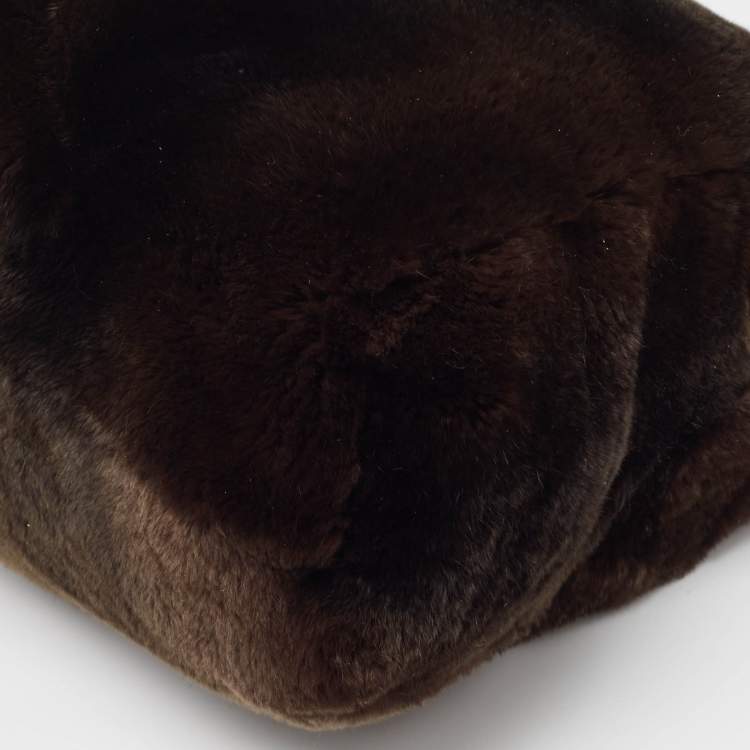 Pre Owned Aigner Choco Brown Rabbit Fur Laptop Sleeve
