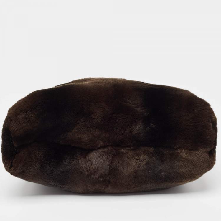 Pre Owned Aigner Choco Brown Rabbit Fur Laptop Sleeve
