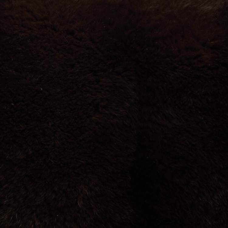 Pre Owned Aigner Choco Brown Rabbit Fur Laptop Sleeve