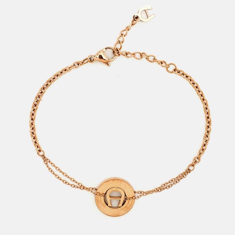 Pre Owned Aigner Bella Mother of Pearl Gold Tone Bracelet