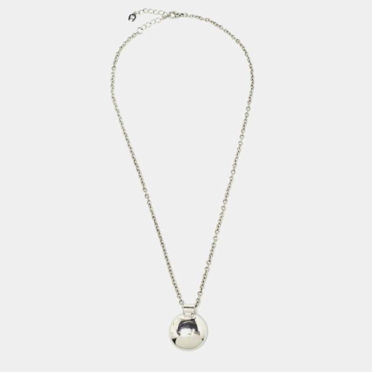 Pre Owned Aigner Crystal Resin Stainless Steel Necklace