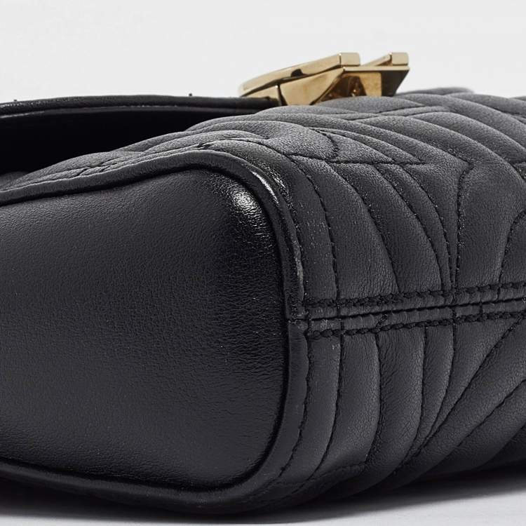 Pre Owned Aigner Black Logo Embossed Leather Pria Chain Shoulder Bag