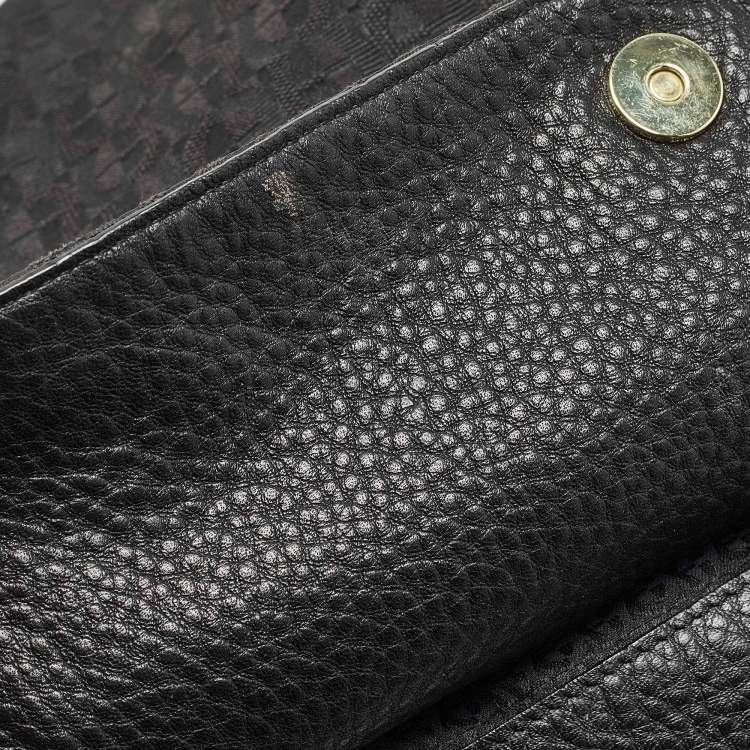 Pre Owned Aigner Black Monogram Canvas and Leather Logo Handle Hobo