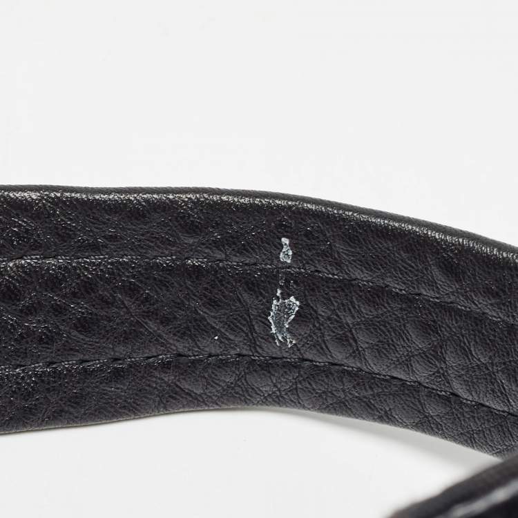 Pre Owned Aigner Black Monogram Canvas and Leather Logo Handle Hobo