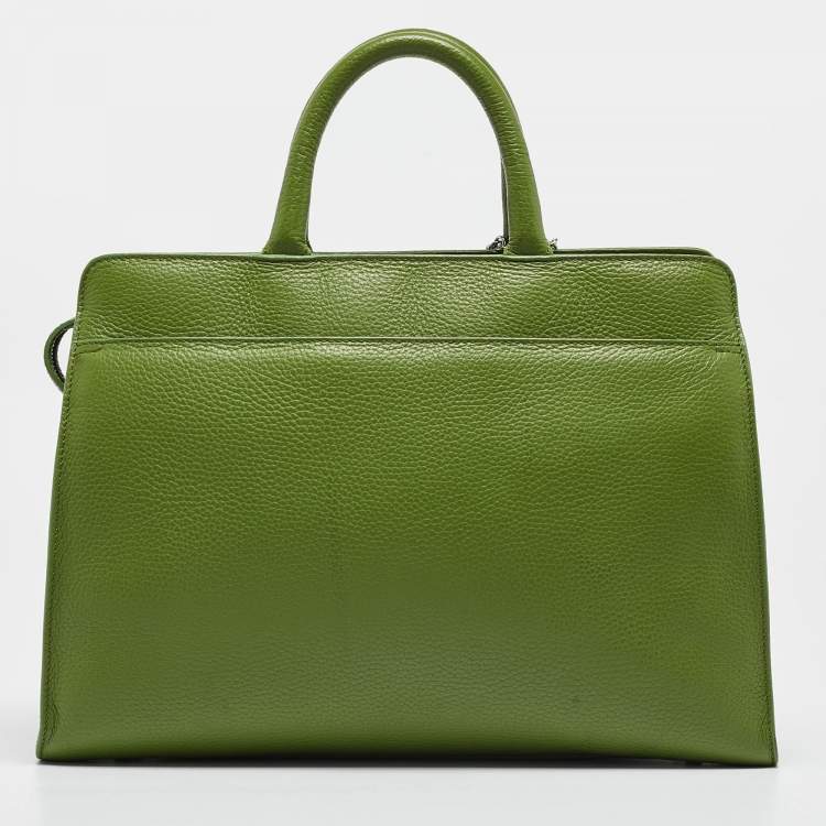 Pre Owned Aigner Apple Green Leather Medium Cybill Tote
