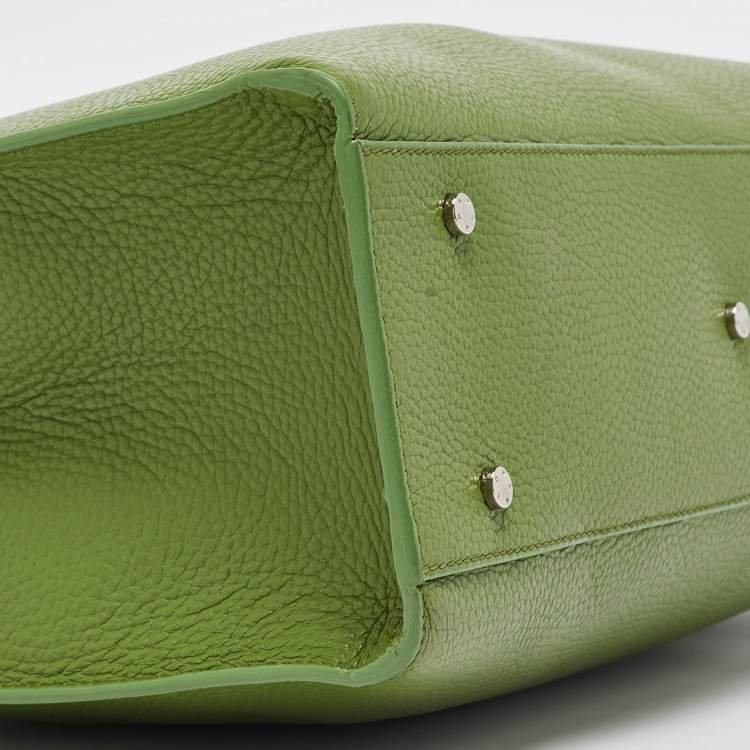 Pre Owned Aigner Apple Green Leather Medium Cybill Tote