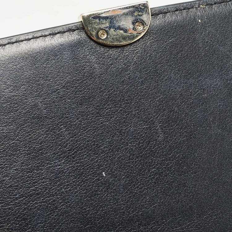 Pre Owned Aigner Black Logo Embossed Leather Genoveva Top Handle Bag