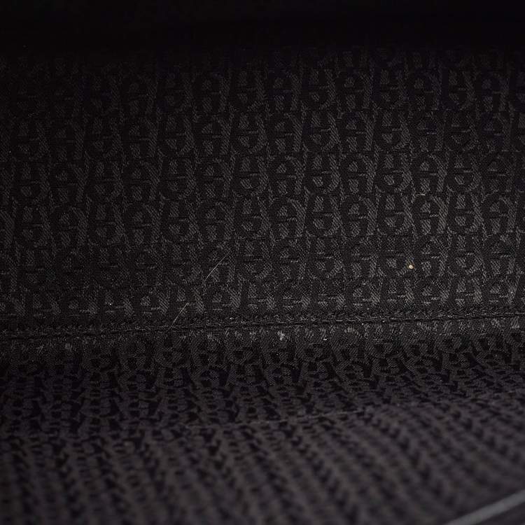 Pre Owned Aigner Black Leather Logo Flap Top Handle Bag