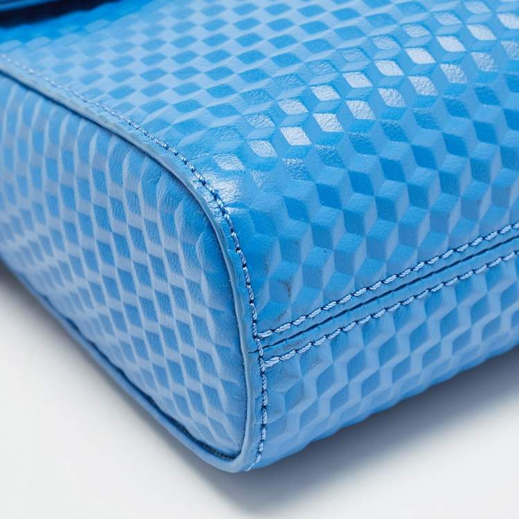 Pre Owned Aigner Blue Textured Leather Genoveva Shoulder Bag 