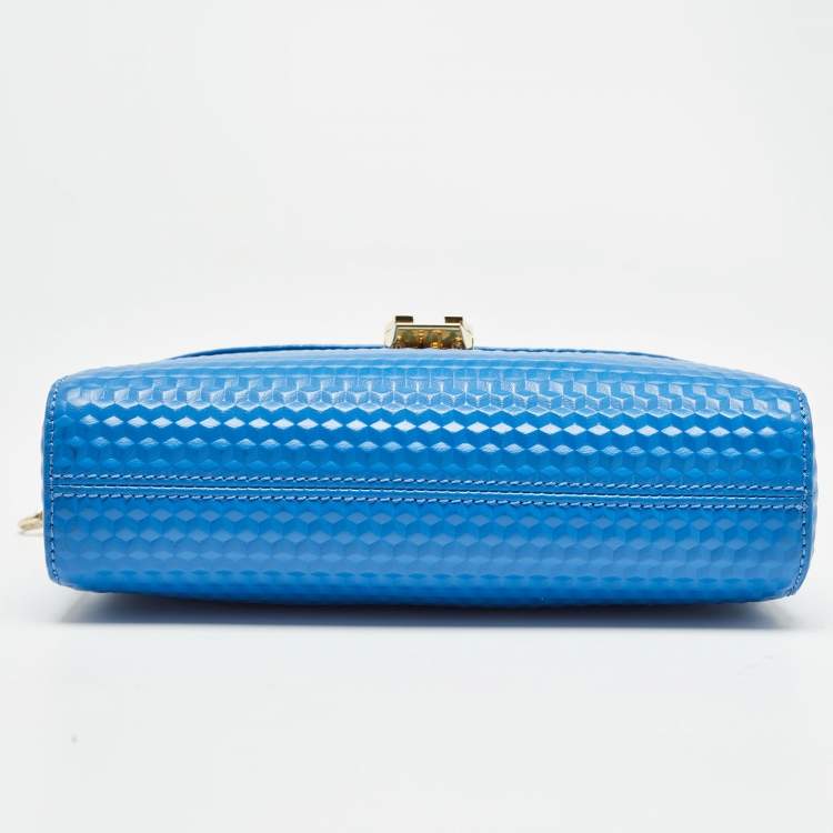 Pre Owned Aigner Blue Textured Leather Genoveva Shoulder Bag 