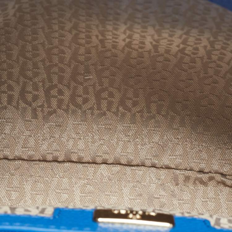Pre Owned Aigner Blue Textured Leather Genoveva Shoulder Bag 