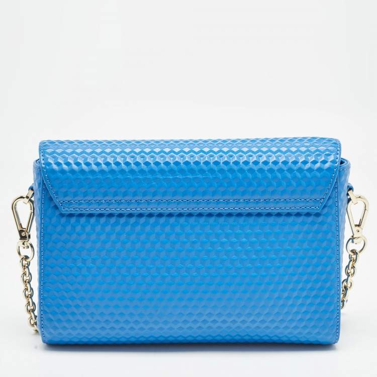 Pre Owned Aigner Blue Textured Leather Genoveva Shoulder Bag 