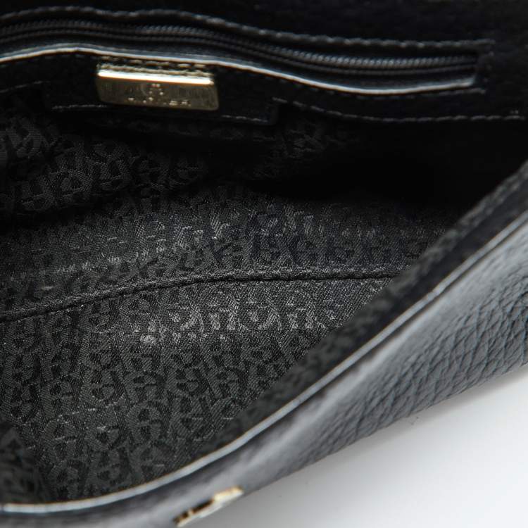 مملوكة مسبقًا Aigner Black Leather Flap Crossbody Bag