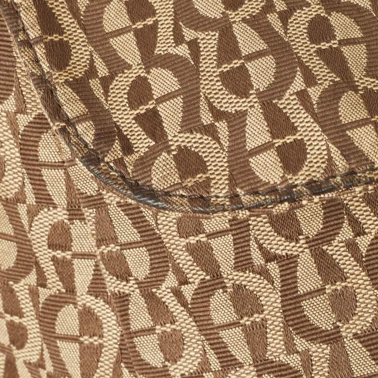 Pre Owned Aigner Beige/Red Signature Canvas and Leather Logo Flap Shoulder Bag