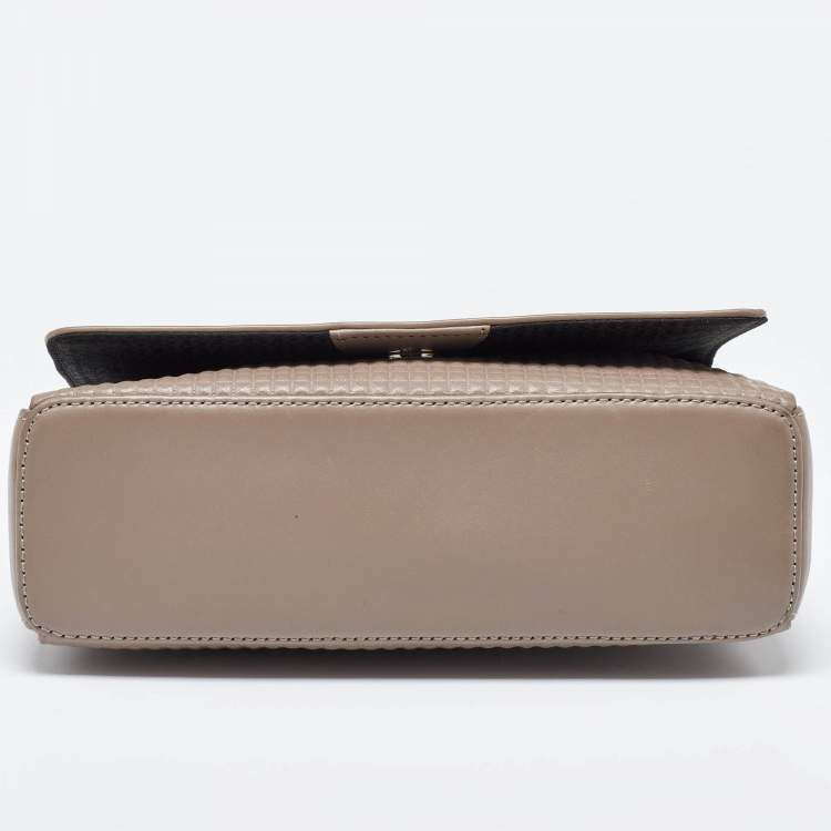 Pre Owned Aigner Beige Embossed Leather Flap Chain Crossbody Bag