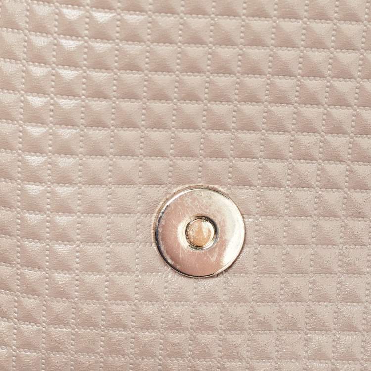 Pre Owned Aigner Beige Embossed Leather Flap Chain Crossbody Bag