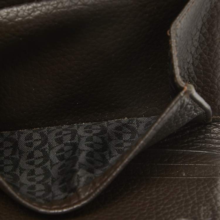 Pre Owned Aigner Dark Brown Monogram Coated Canvas Logo Trifold Wallet