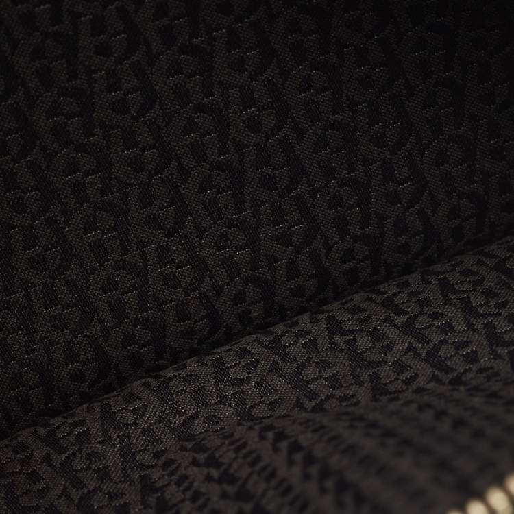 Pre Owned Aigner Black Leather Motif Zip Pouch