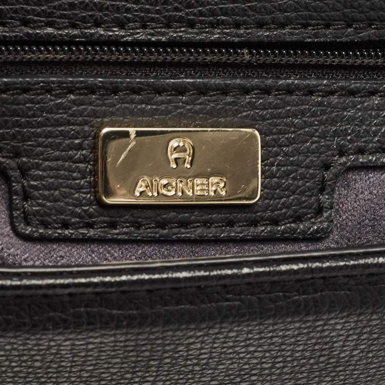 Pre Owned Aigner Black Leather Grazia Shoulder Bag