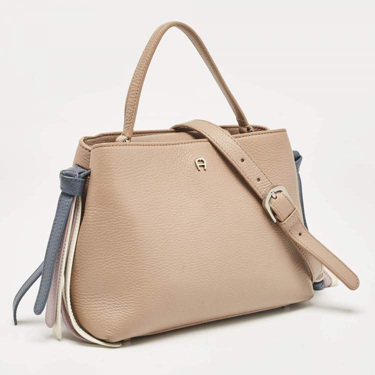 Pre Owned Aigner Beige Leather Top Handle Bag
