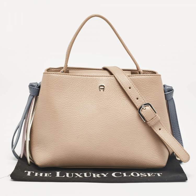Pre Owned Aigner Beige Leather Top Handle Bag