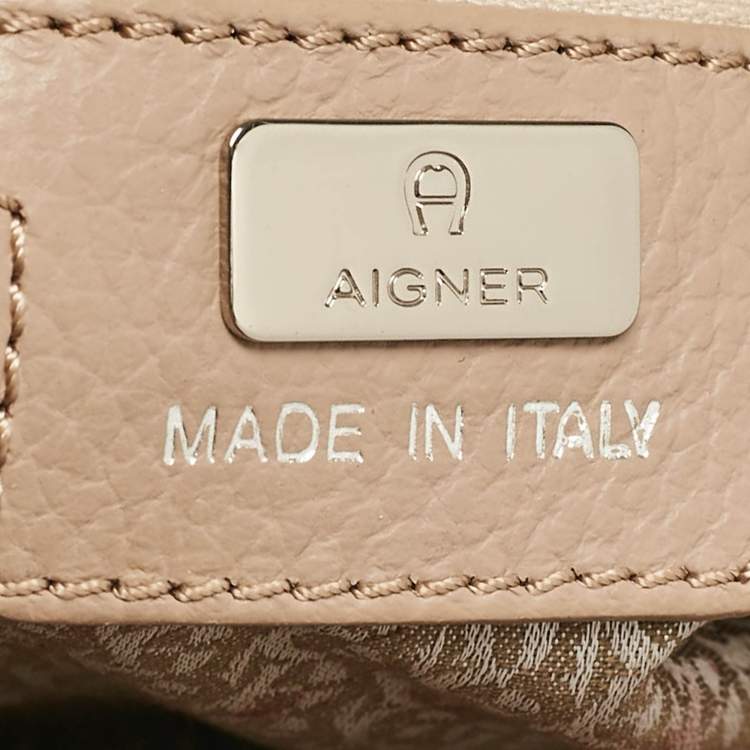 Pre Owned Aigner Beige Leather Top Handle Bag