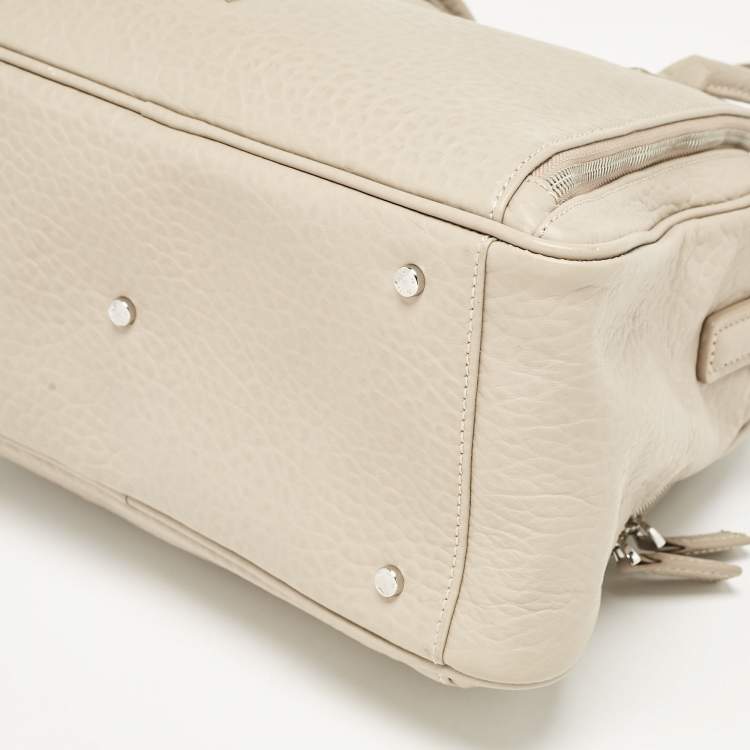 Pre Owned Aigner Light Beige Leather Double Zip Satchel