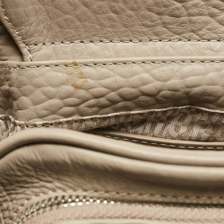 Pre Owned Aigner Light Beige Leather Double Zip Satchel