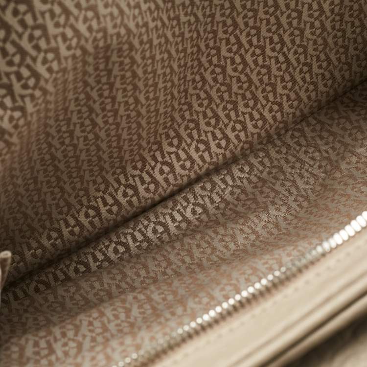 Pre Owned Aigner Light Beige Leather Double Zip Satchel