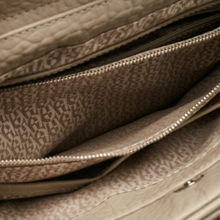 Pre Owned Aigner Light Beige Leather Double Zip Satchel