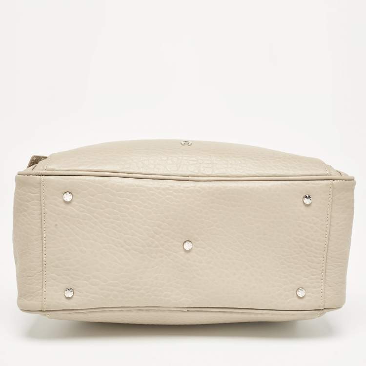 Pre Owned Aigner Light Beige Leather Double Zip Satchel