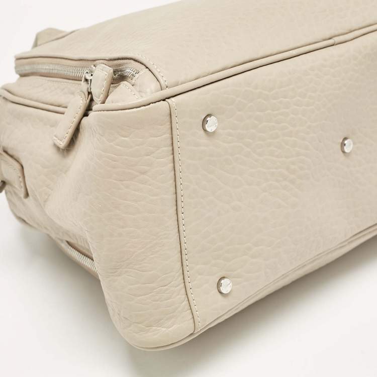 Pre Owned Aigner Light Beige Leather Double Zip Satchel