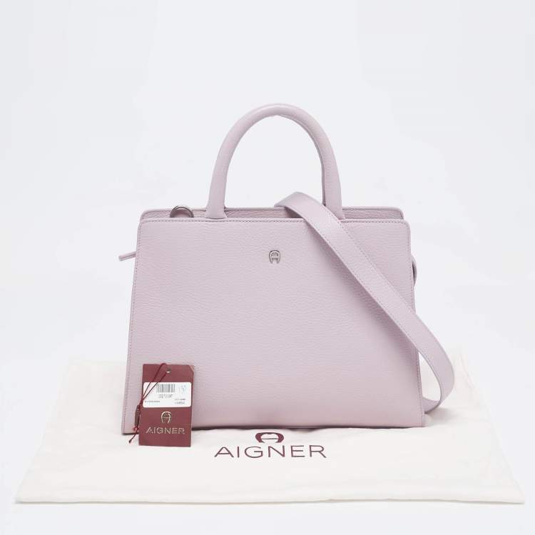 Pre Owned Aigner Light Lilac Leather Cybill Tote