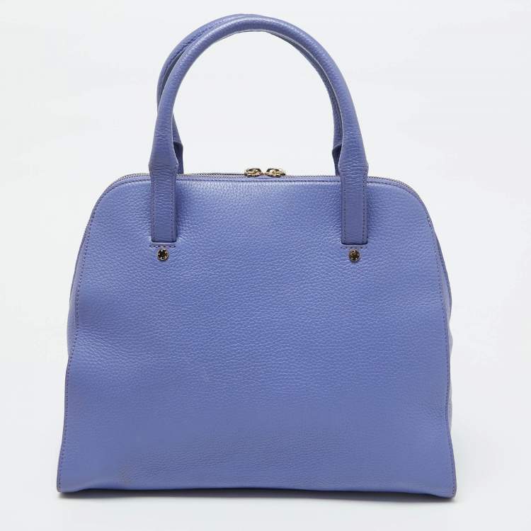 Pre Owned Aigner Lavender Leather Zip Satchel