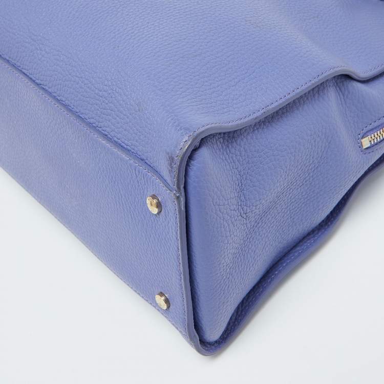 Pre Owned Aigner Lavender Leather Zip Satchel