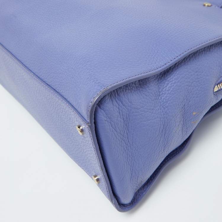 Pre Owned Aigner Lavender Leather Zip Satchel