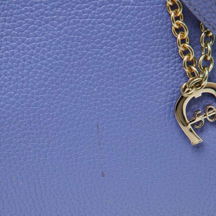 Pre Owned Aigner Lavender Leather Zip Satchel